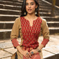 Beige Cotton Kurta with Traditional Printed Ajrakh Panel