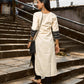 Elegant Off-White Cotton Flex Kurti with Ikat Hem & Sleeve Accents