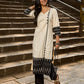 Elegant Off-White Cotton Flex Kurti with Ikat Hem & Sleeve Accents