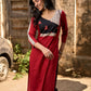 Maroon Cotton Kurti with Contemporary Geometric Print Yoke & Sleeves