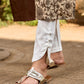 Dark Brown Cotton Straight Kurta with Floral Printed Panel and Contrast Border Sleeves