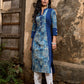 Stylish Navy Blue Cotton Kurta with Contemporary Printed Panel