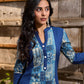 Stylish Navy Blue Cotton Kurta with Contemporary Printed Panel