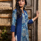 Stylish Navy Blue Cotton Kurta with Contemporary Printed Panel