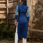 Stylish Navy Blue Cotton Kurta with Contemporary Printed Panel