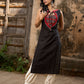 Black Cotton Contemporary Kurta with Printed Yoke and Contrast Accents
