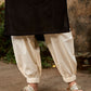 Black Cotton Contemporary Kurta with Printed Yoke and Contrast Accents