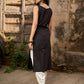Black Cotton Contemporary Kurta with Printed Yoke and Contrast Accents