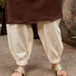 Chic Brown Cotton Kurta with Pink Floral Printed Yoke & Cuffed Flared Sleeves