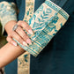 Artful Teal Cotton Kurta Featuring Madhubani Panel Yoke & Cuff Highlights