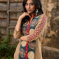 Beige Cotton Kurta with Artistic Circular Printed Panel, Highlight Placket & Sleeves