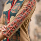 Beige Cotton Kurta with Artistic Circular Printed Panel, Highlight Placket & Sleeves