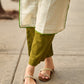 Serene Off-White Cotton Flex Kurta with Artistic Hand Painted Blue Floral Motif & Simple Silhouette