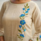 Serene Off-White Cotton Flex Kurta with Artistic Hand Painted Blue Floral Motif & Simple Silhouette