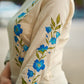 Serene Off-White Cotton Flex Kurta with Artistic Hand Painted Blue Floral Motif & Simple Silhouette