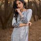 Timeless Grey Cotton Silk Kurta with Keyhole Neckline, Ikat Hem & Cuff Design