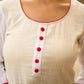 Blooming White Cotton Kurta with Signature Pichwai Hand Painted Pink Lotus & Contrast Trim Detail