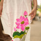 Blooming White Cotton Kurta with Signature Pichwai Hand Painted Pink Lotus & Contrast Trim Detail