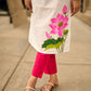 Blooming White Cotton Kurta with Signature Pichwai Hand Painted Pink Lotus & Contrast Trim Detail
