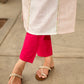 Structured White Cotton Kurta with Pink & White Kantha Embroidered Panels & Contrast Pink Buttons