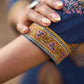 Navy Blue Cotton Kurta with Contrast Mustard Yoke and Printed Buttas