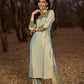 Exquisite Light Olive Cotton Silk Kurta with Ikat Accents