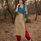 Gold Cotton Silk Kurta with Contrasting Asymmetrical Striped Yoke & Sleeve