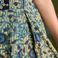 Artisan Indigo Floral Kurta with Black Mirror Work and Pleated Yoke Silhouette