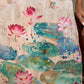 Pichwai-inspired off white lotus print dress with pink accents.