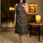 Iconic Black A-Line Cotton Dress with Chevron & Tribal Hand Block Print