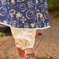 Indigo Statement Kurta with Intricate Hakoba Panel and Delicate Mirror Work