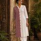 Vivid Dusty Pink & Ivory Half & Half Kurta with Tribal Print Panel & Contrast Button Placket