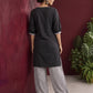 Classic Black Cotton Tunic Co-ord Set with Checkered Cuffs and Button Detail V-Neck paired with Coordinated Checkere — view 4