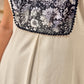 Elegant Off-White Rayon Sleeveless Kurta with Contrast Black Floral Embroidered Yoke Panel