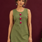 Sage Green Cotton Co-Ord Set with Pink Tassel Shell Buttons and Lace Trim Farshi Salwar — styled view