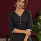 Classic Black Cotton Tunic Co-ord Set with Checkered Cuffs and Button Detail V-Neck paired with Coordinated Che — styled view