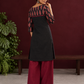Classic Black Cotton Ajrakh Tunic Co-ord Set with Maroon Straight Pant — back view