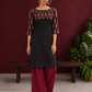 Classic Black Cotton Ajrakh Tunic Co-ord Set with Maroon Straight Pant — front view