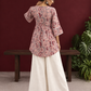 Dusty Pink Cotton Floral Printed Tunic Co-ord Set with White Cotton Farshi Salwar — back view