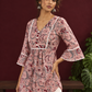 Dusty Pink Cotton Floral Printed Tunic Co-ord Set with White Cotton Farshi Salwar — styled view