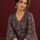 Black Ajrakh Print Cotton Tunic Co-ord Set with Maroon Cotton Straight Pant — seated detail