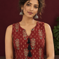 Rustic Maroon Cotton Ikat Printed Sleeveless Tunic Co-ord Set with Black Ikat Straight Pant — fabric detail