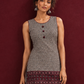 Classic Beige & Black Ajrakh Print Co-Ord Set with Maroon Floral Border Detail — side view