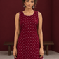 Elegant Maroon Bandhani Print Co-Ord Set with Lace Trim Hem and Scoop Neckline — styled view