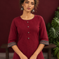 Timeless Maroon Ajrakh Cotton Co-Ord Set with Contrast Printed Border Tunic & Matching Geometric Pattern Fars — fabric detail