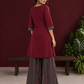 Timeless Maroon Ajrakh Cotton Co-Ord Set with Contrast Printed Border Tunic & Matching Geometric Pattern Farshi S — back view