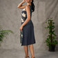 Bottle green and beige Pichwai lotus printed dress with beige accents