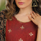 Black ajrakh flared dress with zari work and georgette hemline