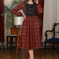 Exclusive maroon ajrakh full sleeve combination dress with black pintucks yoke