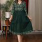 Bottle green bandhani gathered  slub silk dress with coin and stone embellishments
